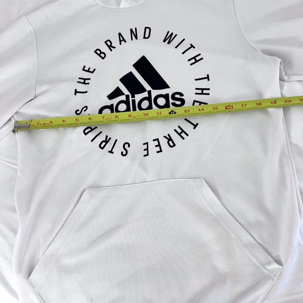 adidas Sport ID Pullover Hoodie White Black Graphic Size M - Picture 8 of 11
